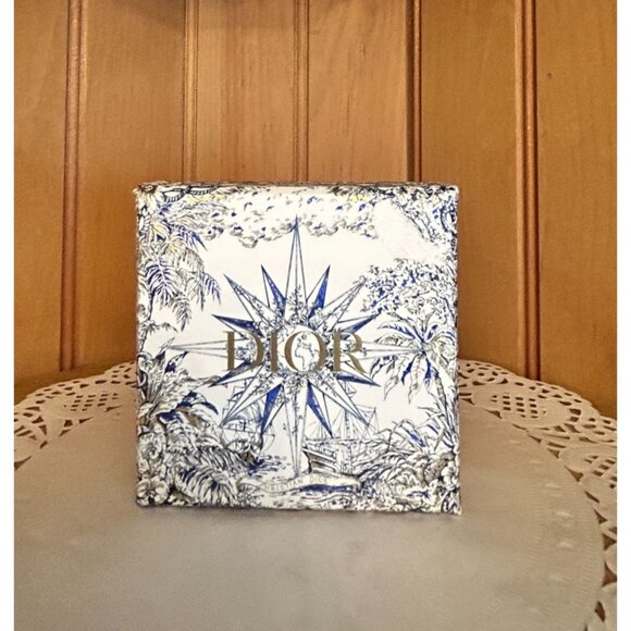 Dior Square Holiday Toile Empty Box Blue White Design Elegant Keepsake Gift Box - Picture 1 of 5